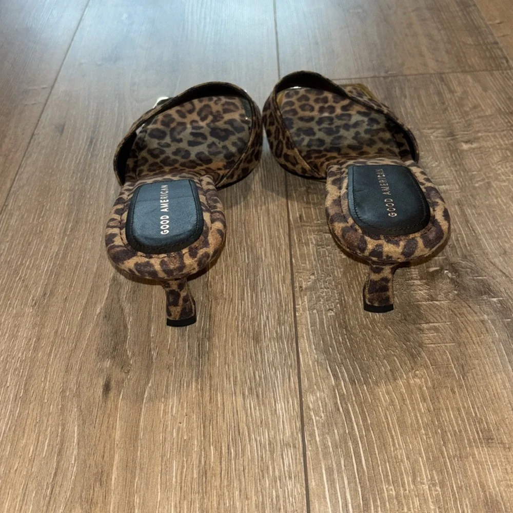 Good American Leopard Square Toe Heels